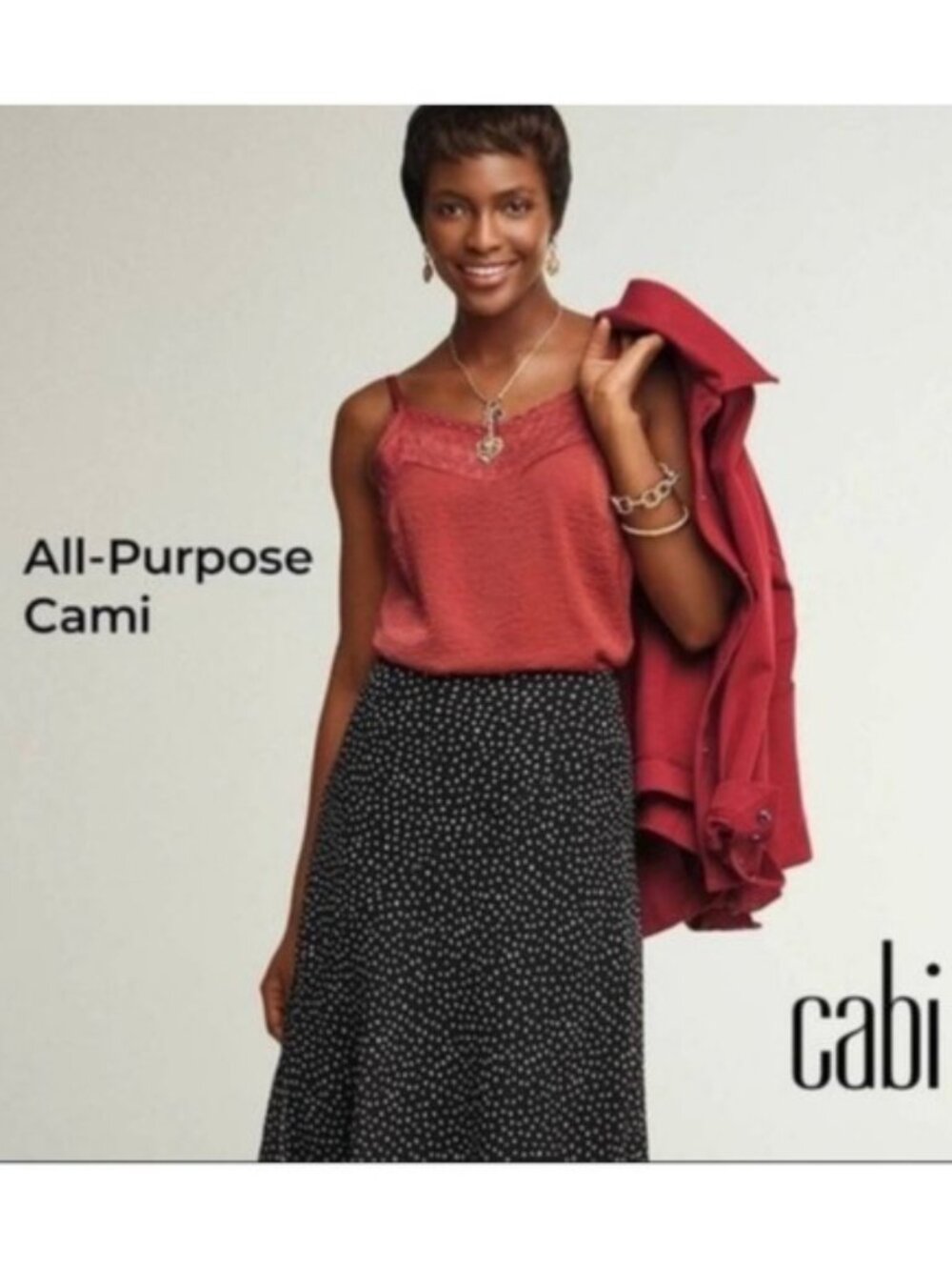 Cabi All-Purpose Cami Lace Trim V-Neck Wine Mulberry Tank Top Style 3976 XL